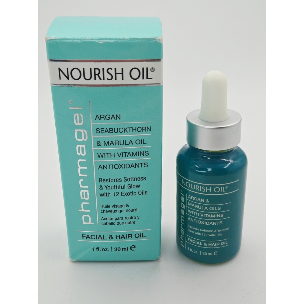 Pharmagel Nourish Oil Facial and Hair Oil 1 fl oz Argan Marula Seabuckthorn NIB